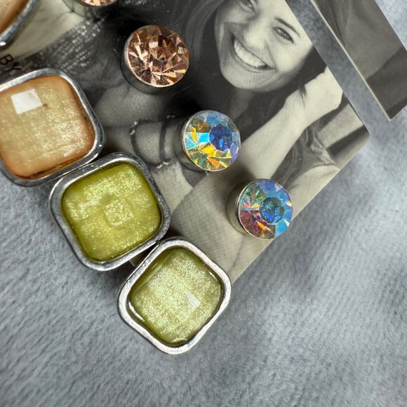 Vanity Multi-Color Stud Earrings Set Of 6 Pair Pierced Post Casual Collection - Picture 5 of 16